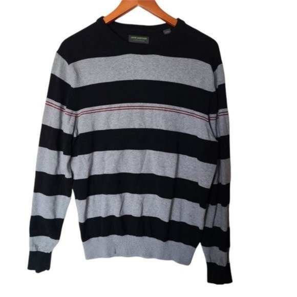 John Bartlett Consensus Men's Stripe Crew Neck Sweater size M Medium 100% Cotton - Picture 2 of 9